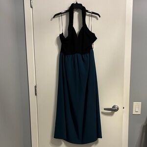 Chelsea28 Black and Teal Midi Dress